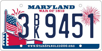 MD license plate 3BK9451