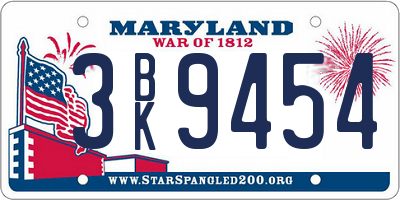 MD license plate 3BK9454