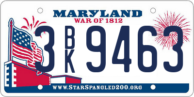 MD license plate 3BK9463