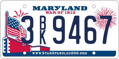 MD license plate 3BK9467