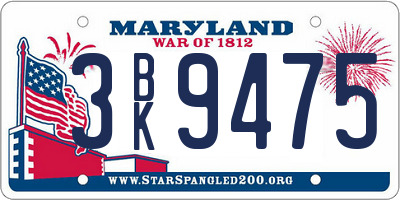 MD license plate 3BK9475