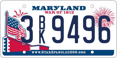 MD license plate 3BK9496