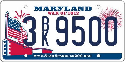 MD license plate 3BK9500