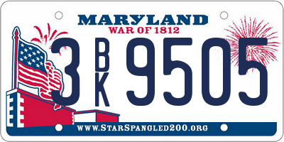 MD license plate 3BK9505