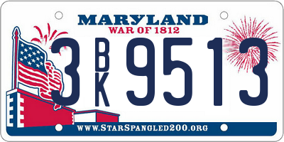 MD license plate 3BK9513