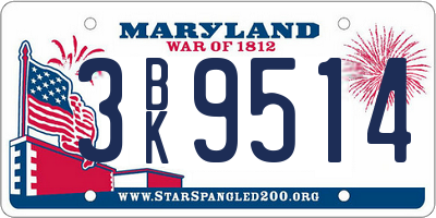 MD license plate 3BK9514