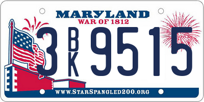 MD license plate 3BK9515