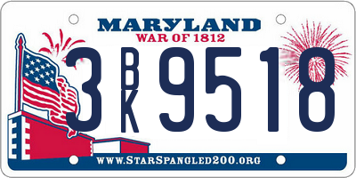 MD license plate 3BK9518
