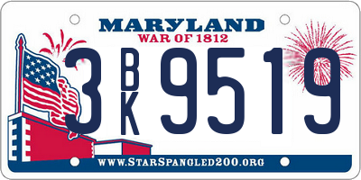 MD license plate 3BK9519