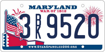 MD license plate 3BK9520