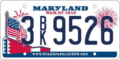 MD license plate 3BK9526