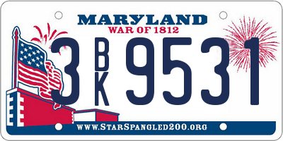 MD license plate 3BK9531