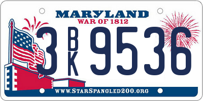 MD license plate 3BK9536