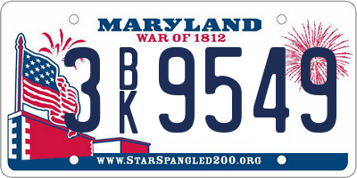 MD license plate 3BK9549
