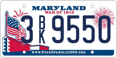 MD license plate 3BK9550