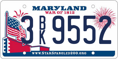 MD license plate 3BK9552