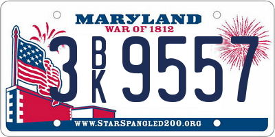 MD license plate 3BK9557