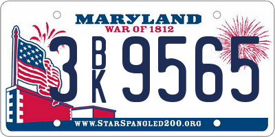 MD license plate 3BK9565
