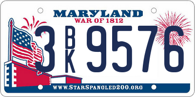 MD license plate 3BK9576