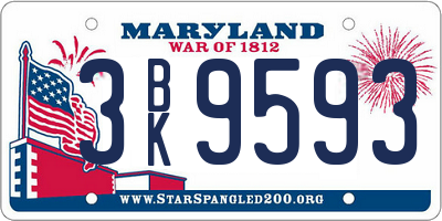 MD license plate 3BK9593