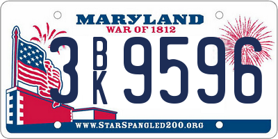 MD license plate 3BK9596