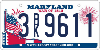 MD license plate 3BK9611