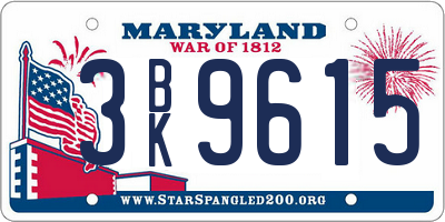 MD license plate 3BK9615