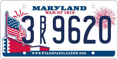 MD license plate 3BK9620