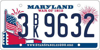 MD license plate 3BK9632
