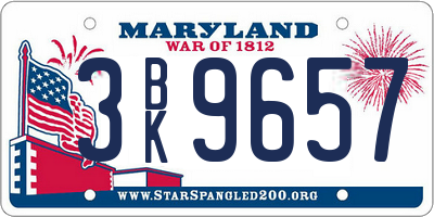 MD license plate 3BK9657
