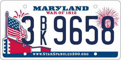 MD license plate 3BK9658