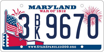 MD license plate 3BK9670