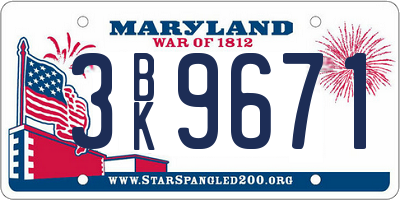 MD license plate 3BK9671