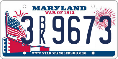 MD license plate 3BK9673