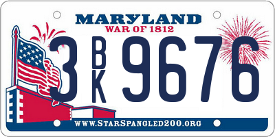 MD license plate 3BK9676