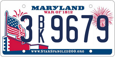 MD license plate 3BK9679