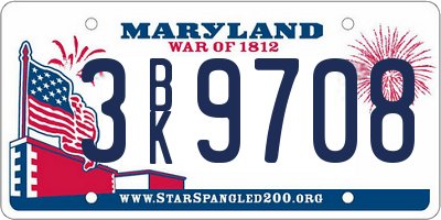 MD license plate 3BK9708