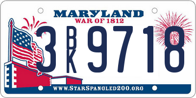 MD license plate 3BK9718