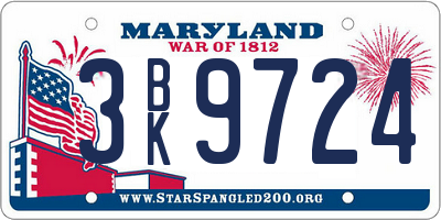 MD license plate 3BK9724