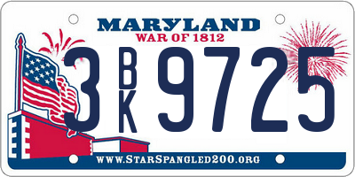 MD license plate 3BK9725
