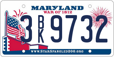 MD license plate 3BK9732