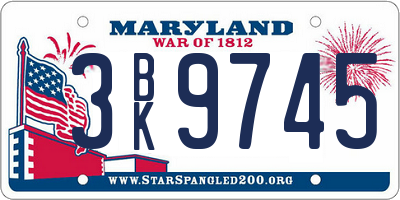 MD license plate 3BK9745
