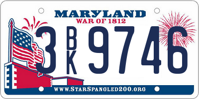 MD license plate 3BK9746