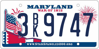 MD license plate 3BK9747