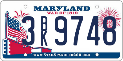 MD license plate 3BK9748