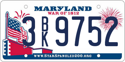MD license plate 3BK9752