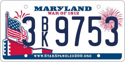 MD license plate 3BK9753