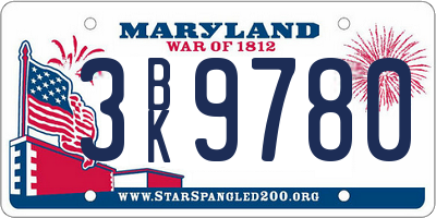 MD license plate 3BK9780
