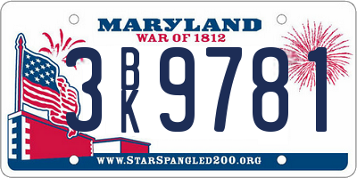 MD license plate 3BK9781