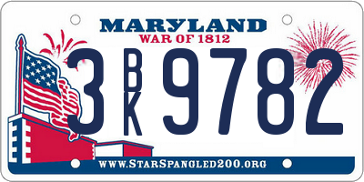 MD license plate 3BK9782